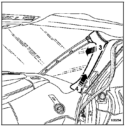 Dépose des garnitures de montant de pare-brise