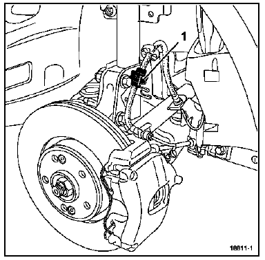 Dégrafer le flexible de frein (1) fixé sur l'amortisseur.